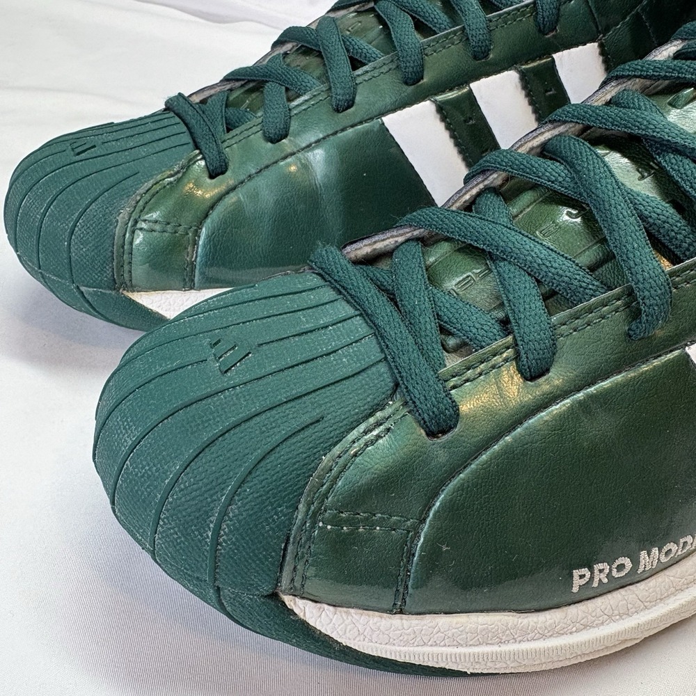 VTG 2002 Adidas Pro Model Mid Basketball Shoes Men's US 11 Green Metallic Y2K - Picture 12 of 16